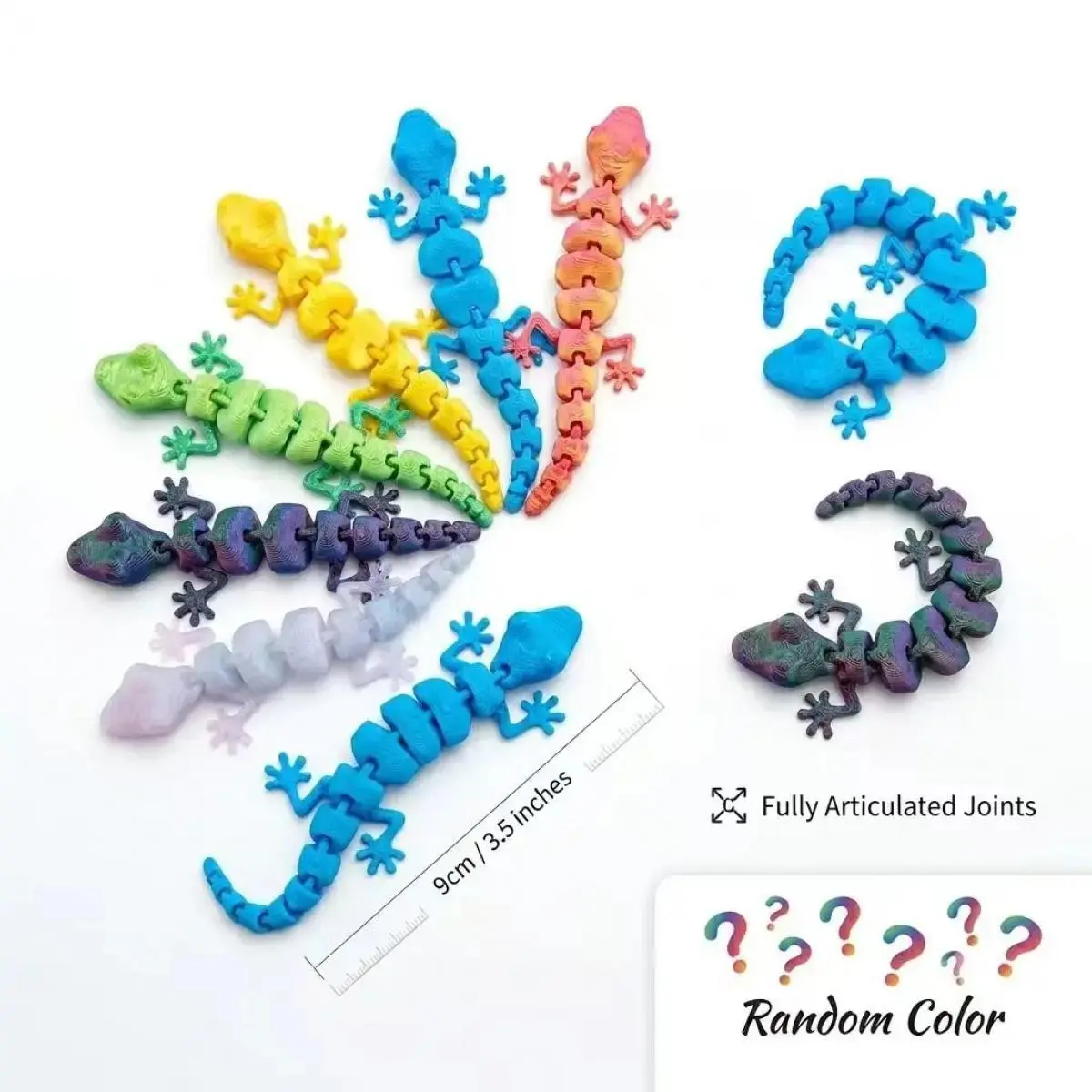 60 PCS Colorful Movable 3D Printed Articulated Resin Lizard Figurines, Mini Fidget Sensory Stress Relief Toy Set, Articulated Animal Figurines Collectible Ornament Resin Animals Variety Pack for Kids Party Favors Home Desk Decor