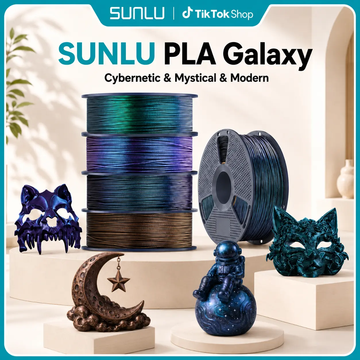 SUNLU 1KG Color-Shifting PLA 3D Printer Filament (1.75mm ±0.03mm), Ultrafine Pearlescent Powder-Infused, Sparkling Finish, Smooth Clog-Free Printing for Jewelry, Gifts, Cosplay Props, Fashion Pieces (Computers & Office 3D Printing Supplies), Sparkle Effec