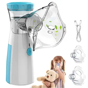 Portable Handheld Nebulizer for Adults & Kids – Rechargeable Mesh Atomizer with 2 Masks & Mouthpiece, Quiet Electric Breathing Machine for Home & Travel, Gift for Mum Plug Blue
