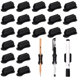 20 Pack Upgraded Pencil Holder, Adhesive Pen Holder for Desk, Silicone Pencil Holder & Marker Holder for Clipboard Wall Classroom School Office Desk Accessories, Teacher Supplies