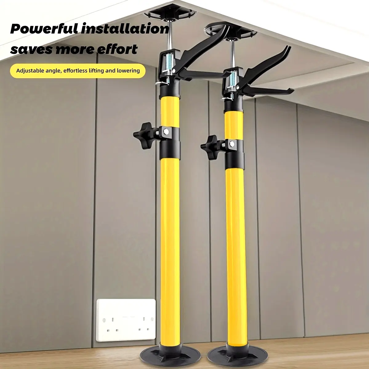 2pc adjustable Heavy Duty telescopic support rod, alloy telescopic support rod, adjustable third-party support system, anti slip woodworking installation, door lifting support tool, used for cabinet jack