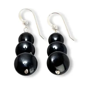 Mine Finds by Jay King Sterling Silver Midnight Black Chalcedony Bead Drop Earrings