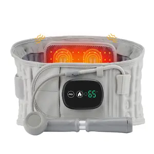 LED Massaging Heating Inflatable Waist Belt Red Light Heating Vibration Massage Belt Airbag Waist Support Back Brace Adjustable Waist Protection USB Charging