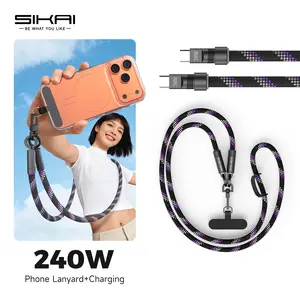 Sikai 240W 2 in 1 Phone Lanyard & charging cable, Mobile Phone Strap & charging cable, PD240W USB-C Charging Data Cable & Phone Lanyard