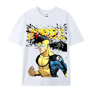 Grunge Superhero Portrait Oversized Tee | Bold Black Streetwear T-Shirt, Yellow & Blue Comic Print, Edgy Retro Aesthetic, 100% Cotton for Men & Women