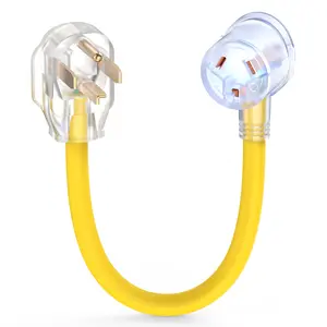 TOOLIOM Dryer Plug Adapter 3 Prong to 4 Prong Dryer Adapter NEMA 14-30P Male to 10-30R Female STW 10AWG 30Amp 250V With LED Power Indicator