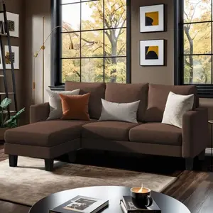Convertible Sectional Sofa Sofa With 3 Seats Fabric L-Shaped Sofa, Removable Ottoman Style, Small Sofa For Small Apartments, Living Rooms And Offices