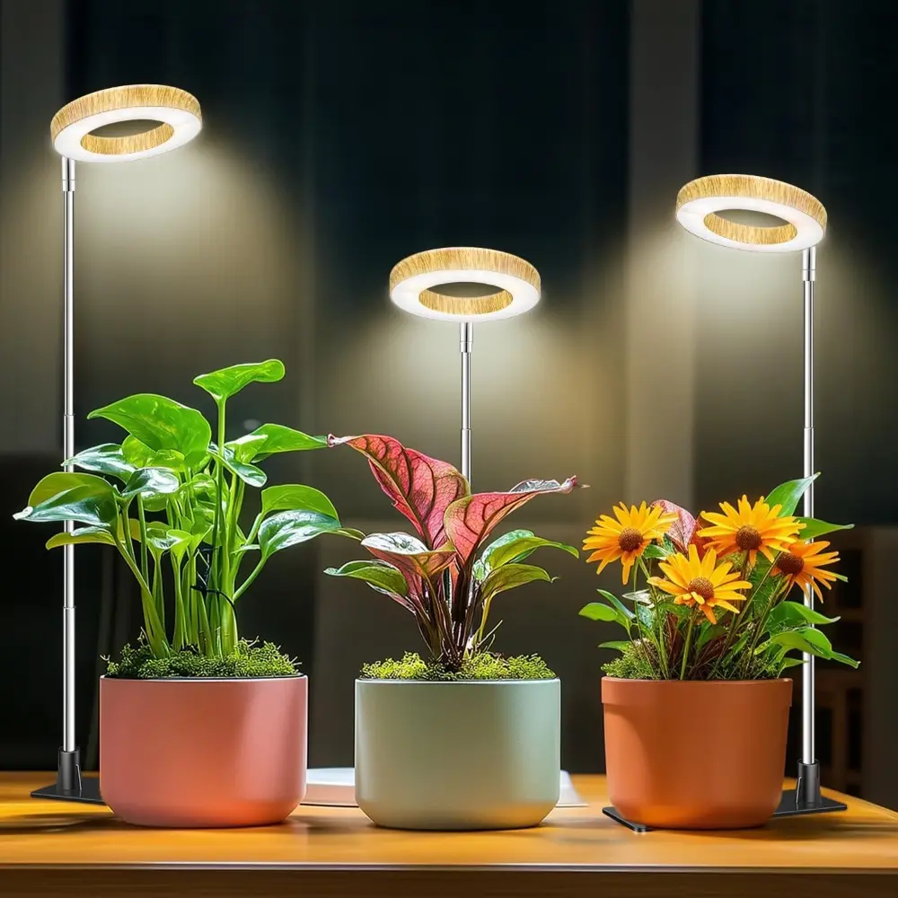 2-Pack USB-Powered Full Spectrum LED Grow Lights for Indoor Plants & Seed Starters, 10 Brightness Levels, 3 Color Modes, 3.5"-21" Adjustable Height, Timer Built-In, Heavy Duty Lockable Post Mount (All Seasons)