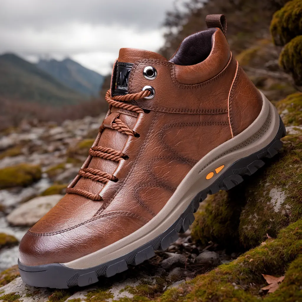 Versatile Male Casual Shoes, Hiking-Inspired Mid-Top Lace-Up Sneakers with Ankle Stability for Parks and Commuting, Chic, Versatility, Rubber, Light Trails, Lightweight Outdoor Shoes