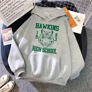 Hawkins High School Tiger Hoodie Surfer Boy Pizza Sweatshirts Cozy Tops Streetwear Men Unisex Sweatshirts