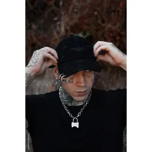 Vampire Bat Pierced Baseball Cap [Black]