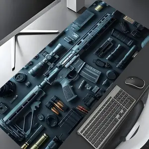 Gun Tactics Special Forces Pattern Mouse Pad, Rectangle Gaming Mouse Pad, Non-slip Rubber Pad, Desktop Decoration Protection Pad for Home, Office