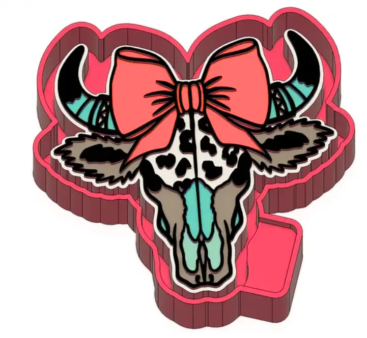 Bull With Bow Freshie Mold & 3D Printed Mold Housing Option