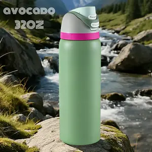 OwaIaAvocado color double drink stainless steel sports cup - Double 100% leakproof insulated ice outdoor camping water cup, 32 oz/945ml outdoor cycling water cup, {Beach/Camping Essential Accessories}