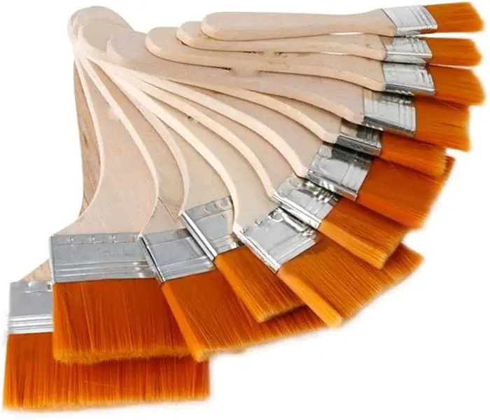 Pack of 12 Flat Art Paint Brushes Set, Assorted Size Nylon Painting Brushes Great for Drawing, Painting, Brush Glue, Cleaning Dust, Oil Painting, Acrylic Painting, etc