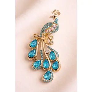 🦚 Peacock Crystal Brooch