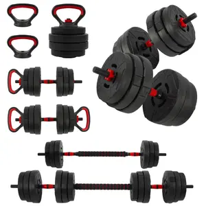BalanceFrom 60LB 4-in-1 Portable Changeable Dumbbell, Barbell, and Kettlebell Set with Adjustable Weights