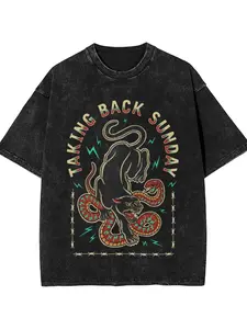 Taking Back Sunday Graphic Tee - 100% Cotton Casual Crew Neck T-Shirt with Short Sleeves, Knit Fabric, Regular Fit, All-Season, Digital Heat Transfer Geometric Pattern, Slight Stretch, Adult Unisex - 220gm² Pullover
