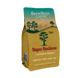 BrewBoys Coffee Bayou Resilience Louisiana Chapter Medium-Dark Roast 100% Arabica Central American Blend 12 oz All-Natural Flavoring