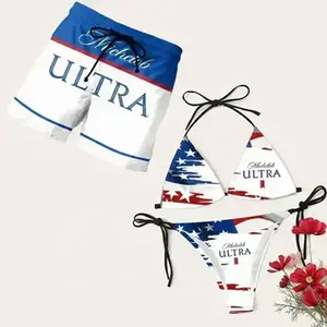 Matching Brew Couple Swimwear – Women Bikini & Men Beach Shorts, Summer Vacation Outfit