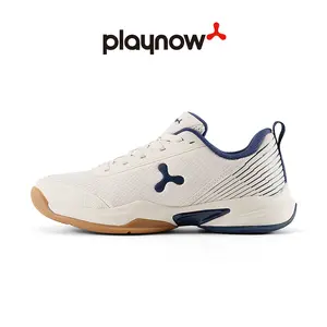 PLAYNOW Unisex Pickleball Shoes - Athletic Tennis Shoes, Sports Training Footwear, Breathable Upper, Flexible Lightweight EVA Midsole for Shock Absorption, Enhanced Rebound Stability - White with Red Accents, Sports Training Shoes