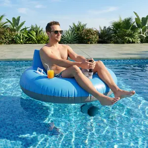 Single Motor Pool Float, Rechargeable Motorized Floats with Cup Holder – Heavy Duty Electric Lounger Raft for Adults & Kids, Pool, Lake & Party Use Inflatable Swimming Pool Pool Floaters
