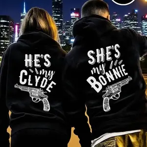 Bonnie and Clyde Matching Couple Hoodie | Funny Graphic Pullover for Him & Her - Perfect Anniversary Gift