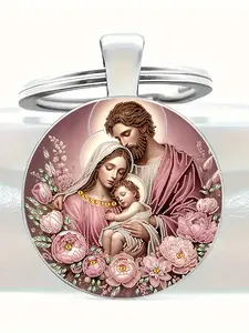 Christ Family Design Keychain, Cute Cartoon Characters, Perfect Gift for Friends and Family, Ideal for Holidays and Special Occasions