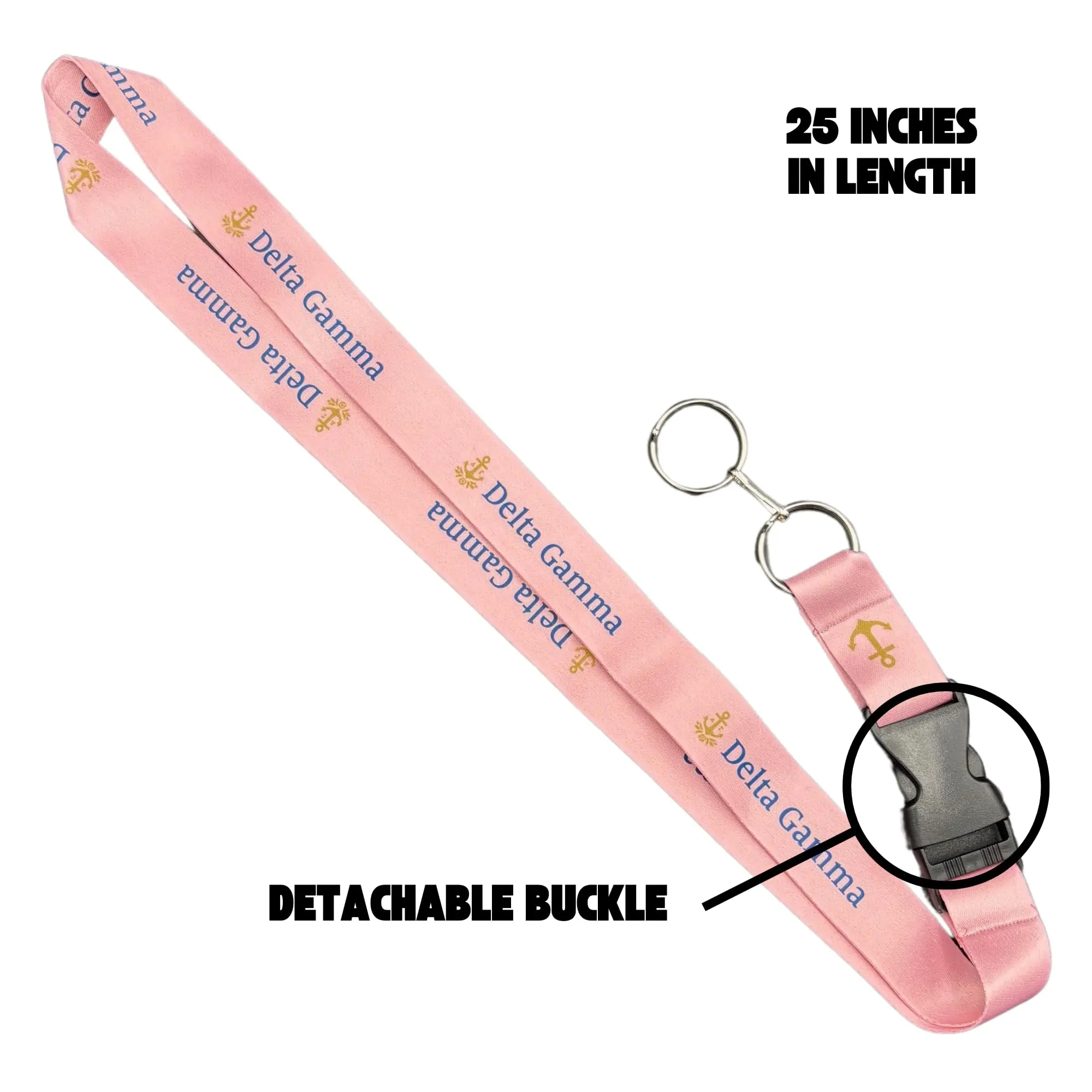 Officially Licensed Delta Gamma Sorority Woven Lanyard, Durable Material with Quick-Release Buckle, Ideal for Campus Events & Sorority Members, Office Identification Badge Supply, All Seasons Default Use