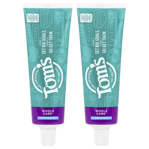 Tom's of Maine Whole Care Anticavity Toothpaste, With Fluoride, Peppermint, 2 Pack, 4 oz (113 g) Each