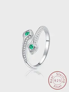 S925 Sterling Silver Fashion Artificial Zircon Decorated Ring, Fashion Snake Design Rings Jewelry for Party, Daily Clothing Decor, Trendy All-match & Exquisite Jewelry for Gift