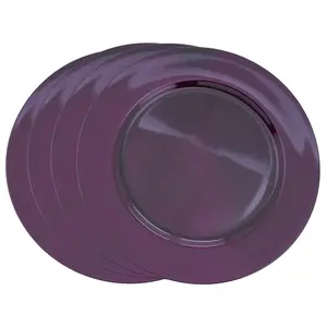 SARO  13 in. Round Classic Design Charger Plate - Eggplant Set of 4