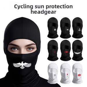 Motorcycle ice silk hood with cobra print, skull design, breathable motorcycle riding mask