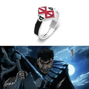 New Berserk Symbol Ring Comic Play Berserker Red Adjustable Rings for Women Men Fashion Jewelry Gift Boys Jewellery Vintage 2026