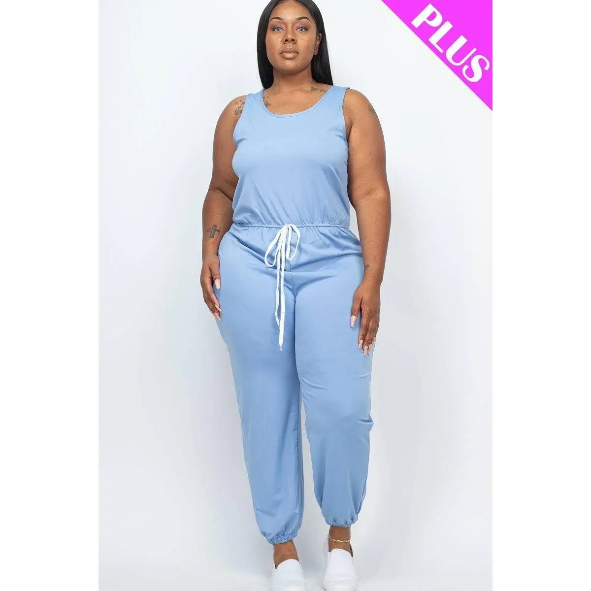 Plus Elasticized Waist Jogger Jumpsuit