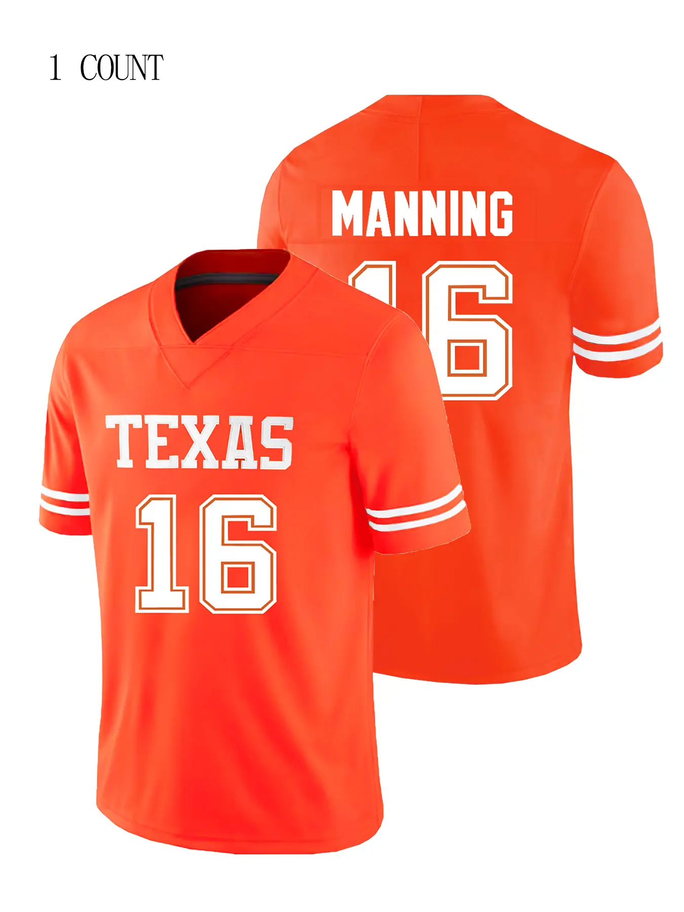 Boyfriend Style Men's Embroidery American Football Jersey TEXAS 16 Casual Short Sleeve V-Neck T-Shirts Party Sports Top
