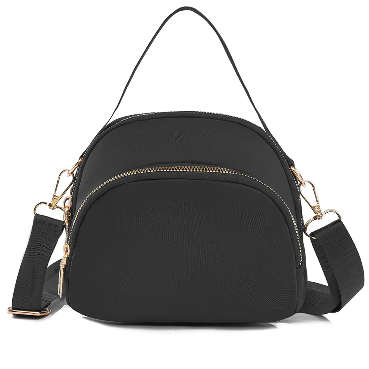 Casual Quilted Crossbody Bags for Women, Solid Black Nylon Shoulder Purse, Lightweight with Adjustable Strap for Everyday & Travel
