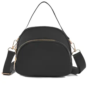 Quilted Crossbody Bag – Riñonera Unisex, Solid Color Nylon Shoulder Purse, Lightweight Casual Handbag for Shopping, Travel, Gym, Everyday Essentials, Adjustable Strap, Black