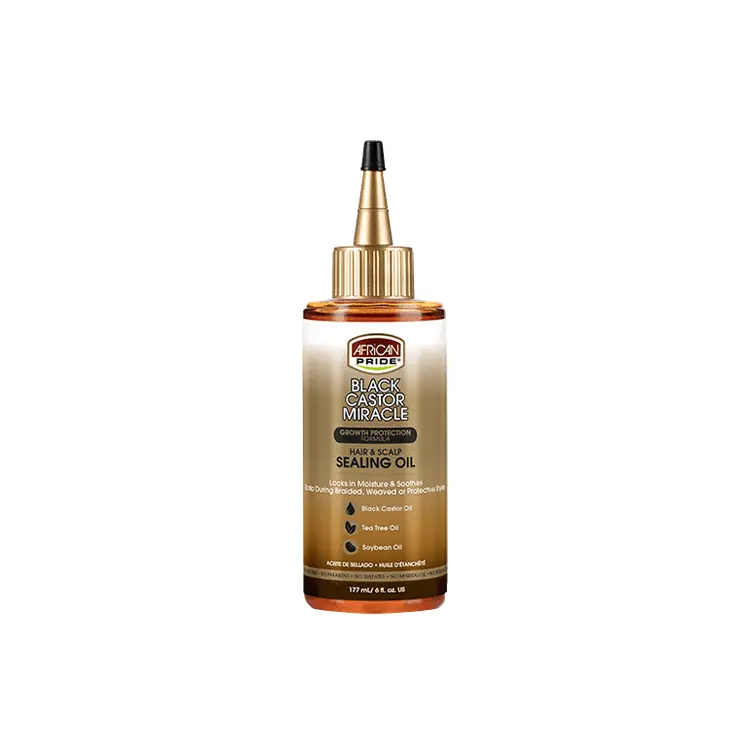 AFRICAN PRIDE Black Castor Miracle Sealing Oil, Soothing Scalp Moisturizer for Protective Hairstyles and Shiny Hair, 6 oz