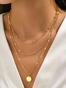 Women's Elegant Minimalist Layered Necklace, Trendy Exquisite Pendant Necklace, Daily Wear Necklace, Chic All-match Vintage Jewelry As Gift for Girlfriend, Dainty Layering Jewelry, Fashion Necklace