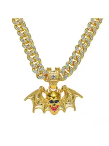 New European and American style personalized men's hip-hop Halloween quirky bat skull pendant necklace