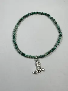 Mini Turquoise Bead Stretch Bracelet with Boot Charm