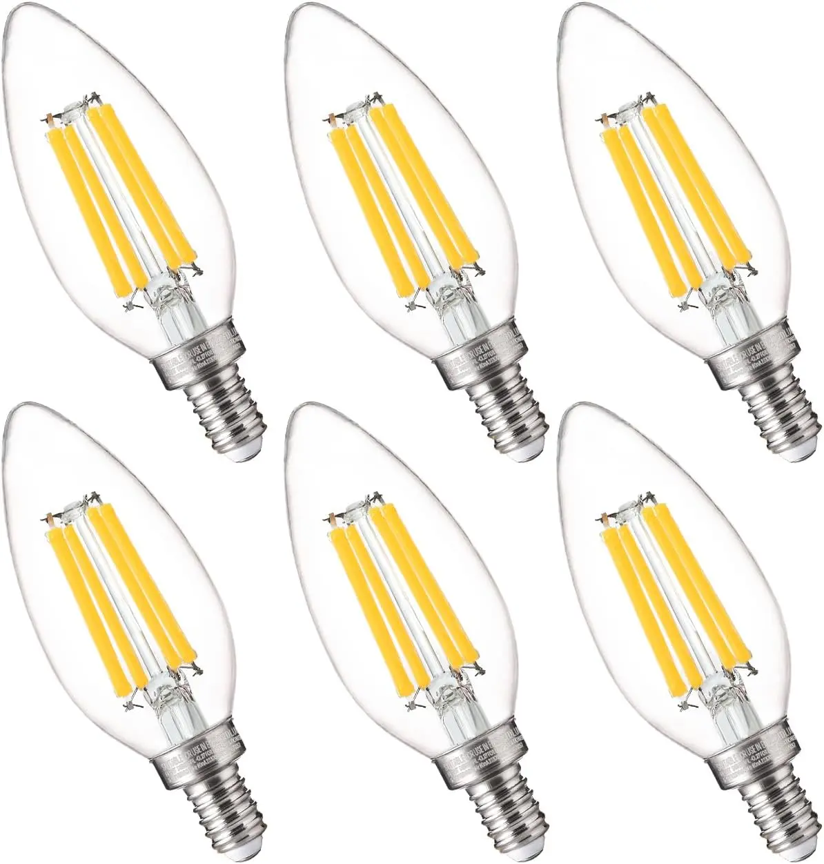 100W Equivalent Candelabra LED Bulbs 5000K Daylight, Dimmable LED Chandelier Light Bulbs for Dining Room, Living Room, Porch, 800LM, E12 Ba, 6 Pack UL,CA65 Listed.
