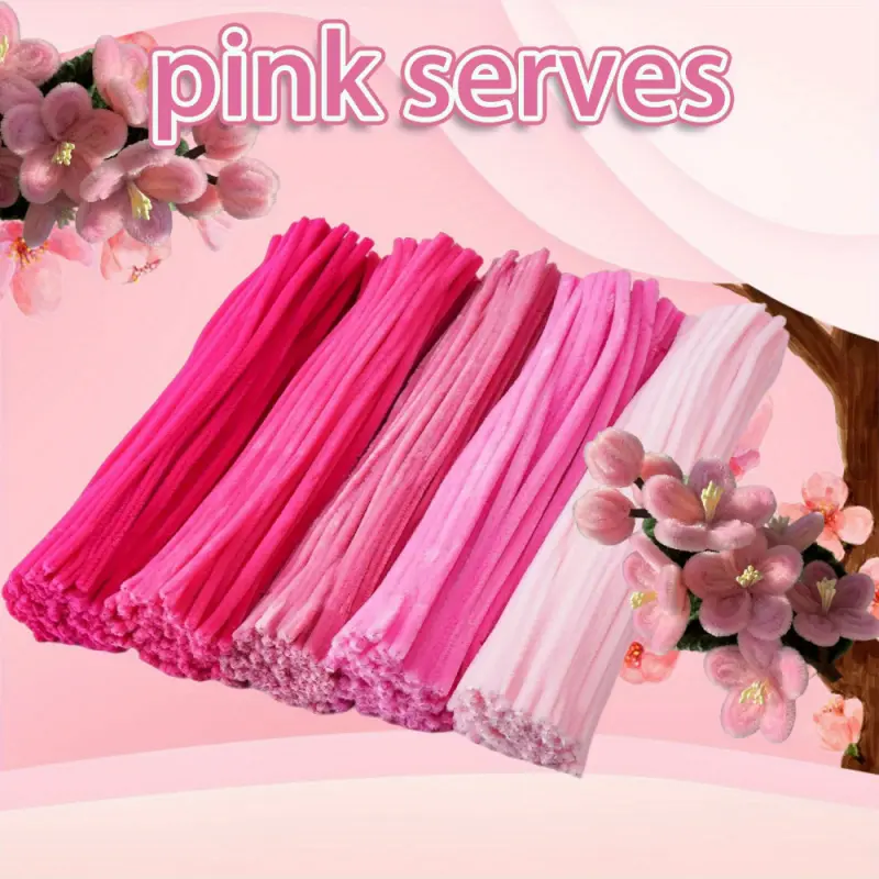 500 pieces of pink-colored Cute twist sticks, available in five colors, for DIY crafts, holiday gifts, party decorations, etc
