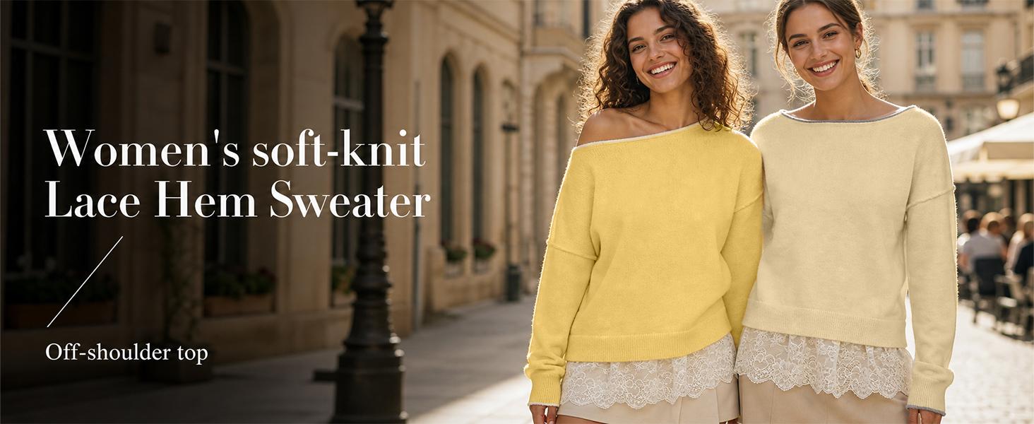 Fit and silhouette detail for Women's Relaxed Lace Boho Sweater