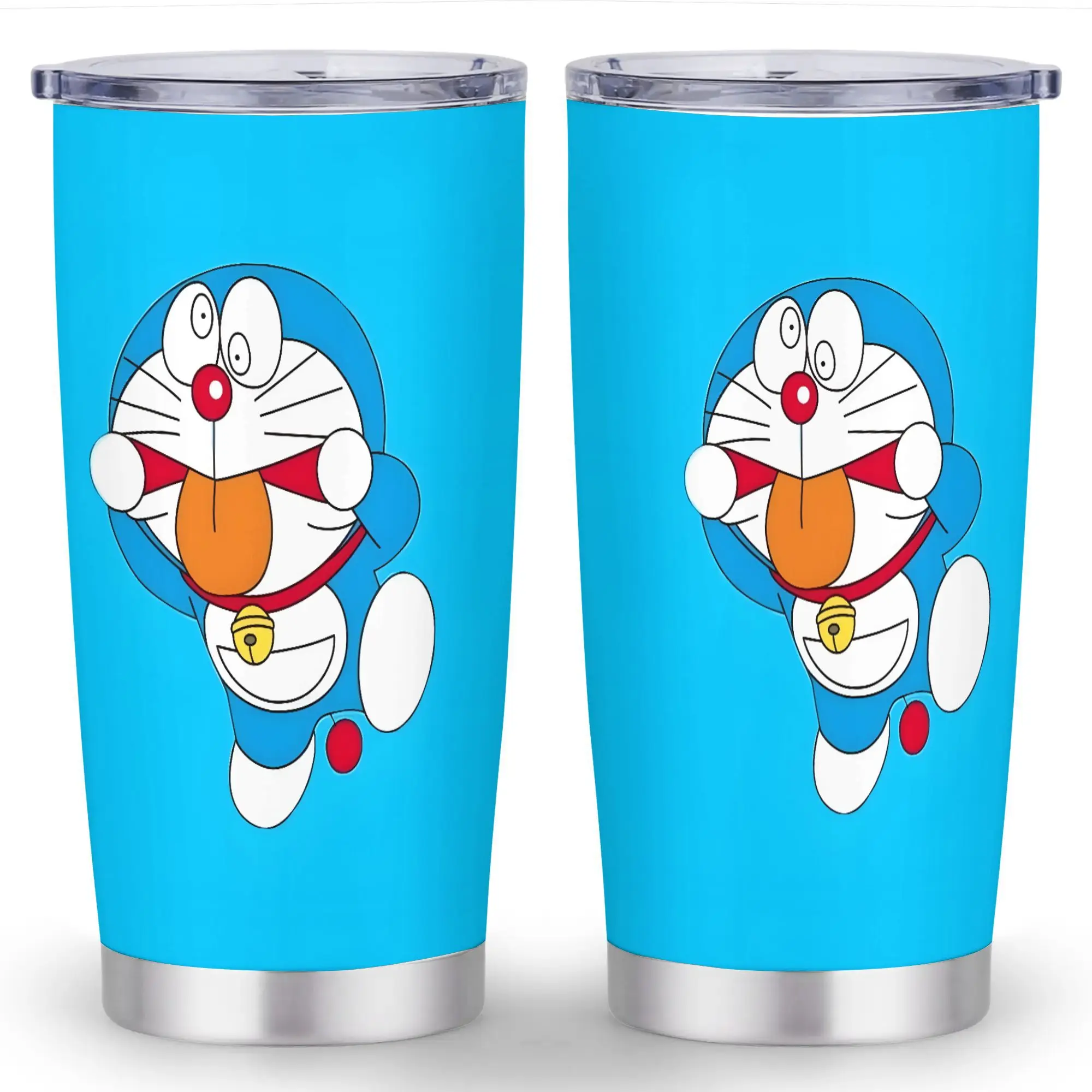 1pc 20oz Cute Doraemon Cartoon Kids Stainless Steel Vacuum Flask Tumbler Cup - Double-Wall Insulation Drinkware, Compact Easy-to-Carry Portable Travel Mug with Lid, Perfect Gift for Outdoor Adventures, Birthdays