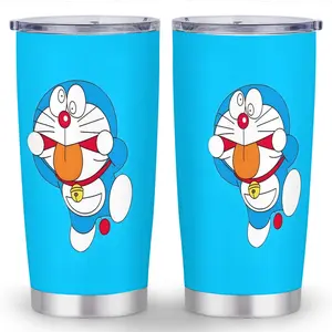 1pc 20oz Cute Doraemon Cartoon Characters Stainless Steel Tumbler - Double-Wall Vacuum Insulated Travel Mug with Lid, Reusable & Easy-Carry Design, Perfect Gift for Outdoor Activities, Camping, Birthdays