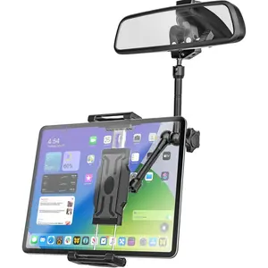 Rearview Mirror Tablet Holder for  [Metal Magic Arm] Universal Metal Clip Rear View Mirror Tablet Mount, Rear View Mirror Phone Holder for 5.5-15.6" iPad Pro/Air/Mini, Galaxy Z, iphone16