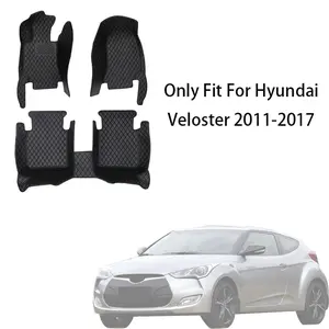Full Set Nappa PU Leather Car Floor Mat For Hyundai Veloster 2011-2017 Front And Rear Cushion Slip-Resistant Wear-Resistant Auto Interior Accessories Floor Mats For Car