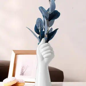 Creative Thumbs Up Ceramic Vase, Fun Thumb-Up Design, Desktop Dried Flower Arrangement Decor, Unique Floral Display Container, Decorative Vase